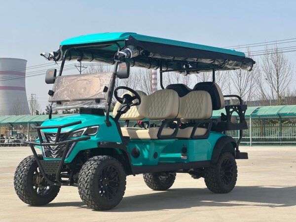 Jade Green 6 Seater Golf Cart w/ Saddle seats - 72v Lithium - Image 4
